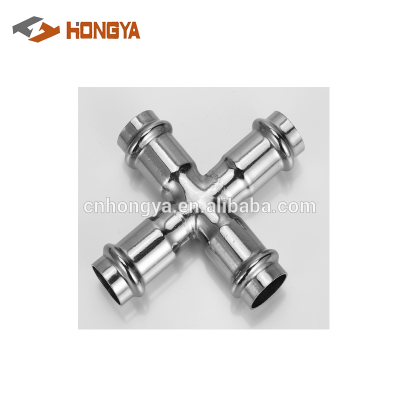 Stainless Steel JIS M Profile Press Plumbing Fitting Cross